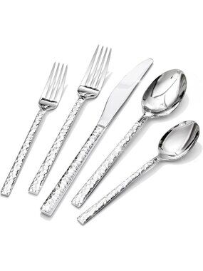 20-Piece Hammered Stainless Steel Flatware Set for 4 | Elegant Silverware Set